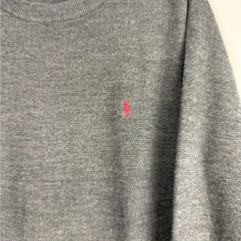 Polo Ralph Lauren Charcoal Grey 100% Cashmere Sweater‎ Red Pony Large Old Money